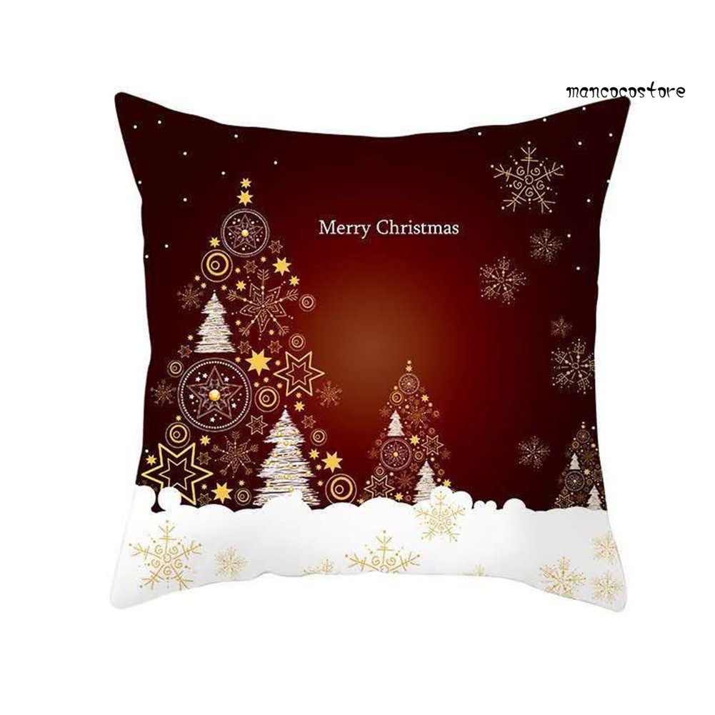 Vỏ Gối Màu Đỏ In Hình Ông Già Noel Trang Trí Giáng Sinh