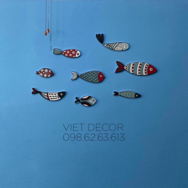 TRANH CÁ Dán tường Trang trí Nhà cửa – Bộ tranh Dán tường 8 Em Cá Chuối -  Fomex Dày dặn, Có sẵn băng keo đi kèm