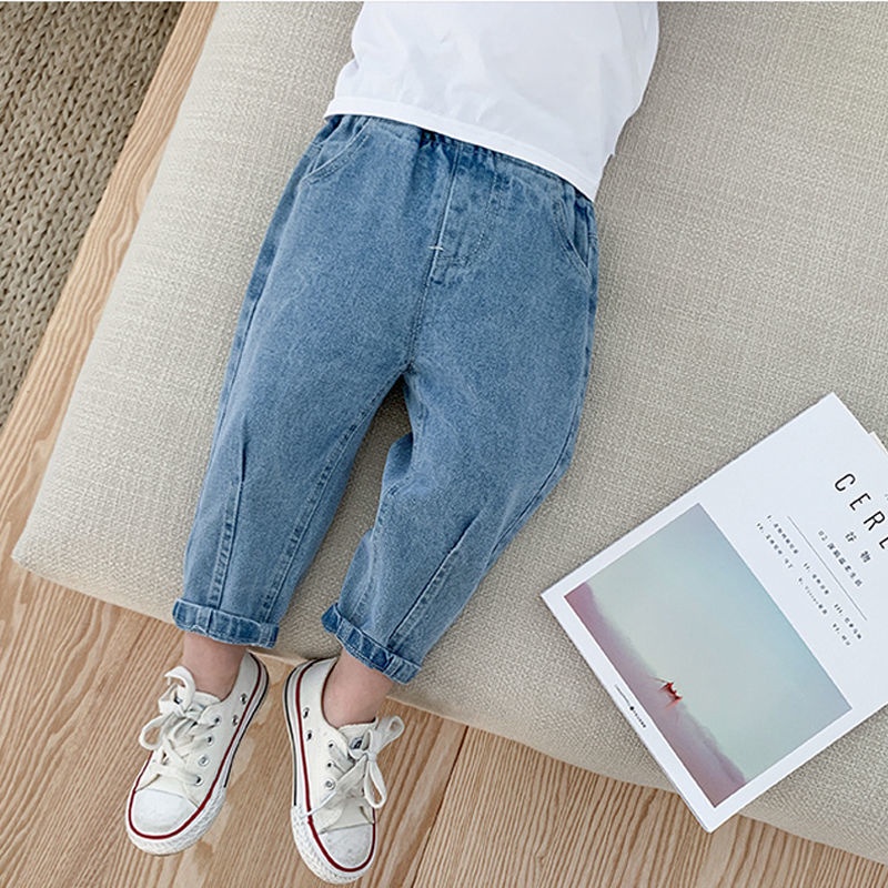 Quần Jean Dài Dáng Rộng In Hoạt Hình Kiểu Hàn Quốc Thời Trang Mùa Xuân Cho Bé Trai