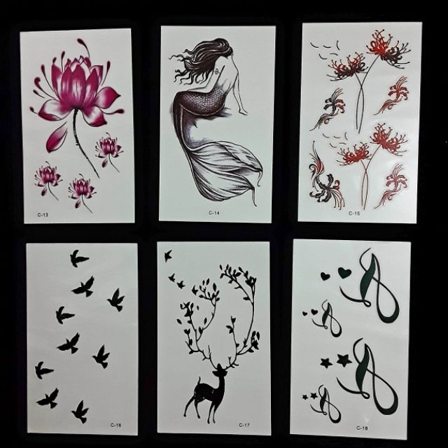 C1 Hình xăm nước hình xăm dán tatoo mini stickers đẹp phong cách Hàn Quốc dễ thương cá tính cute giá rẻ