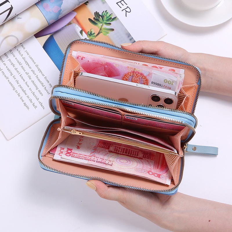 Ví dài nữ cầm tay nhiều ngăn 2 khóa kéo Sang Trọng Phong cách Hàn Quốc TAHYCO