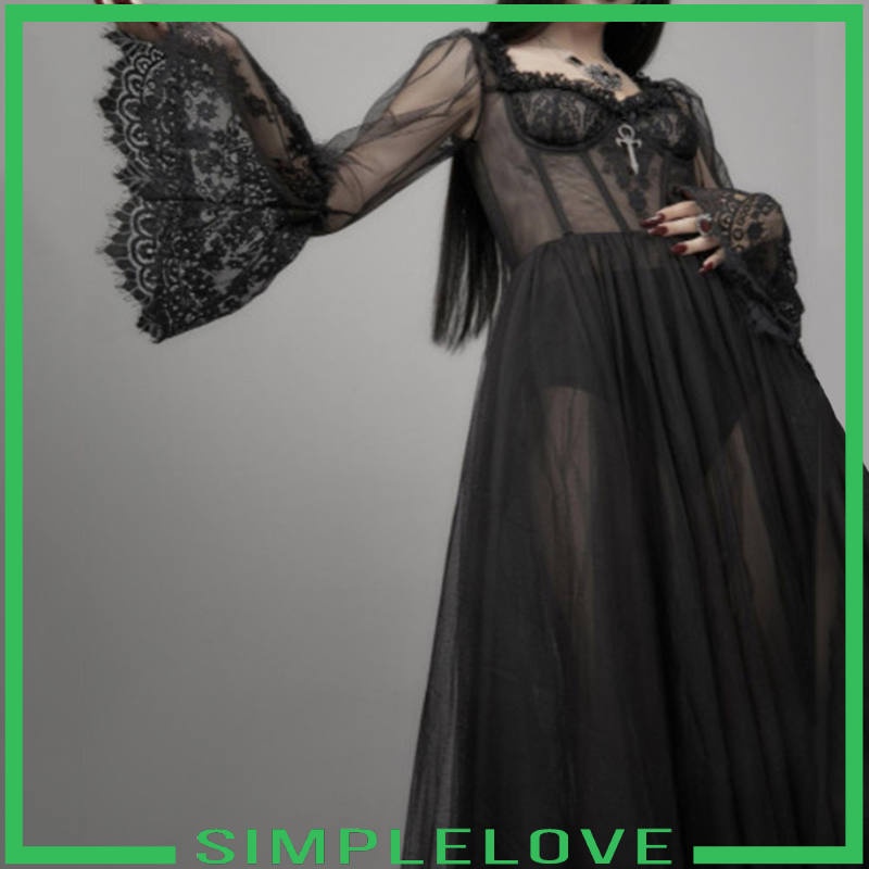 Đầm dài tay ống loe phối ren xuyên thấu gợi cảm cho nữ
 | BigBuy360 - bigbuy360.vn