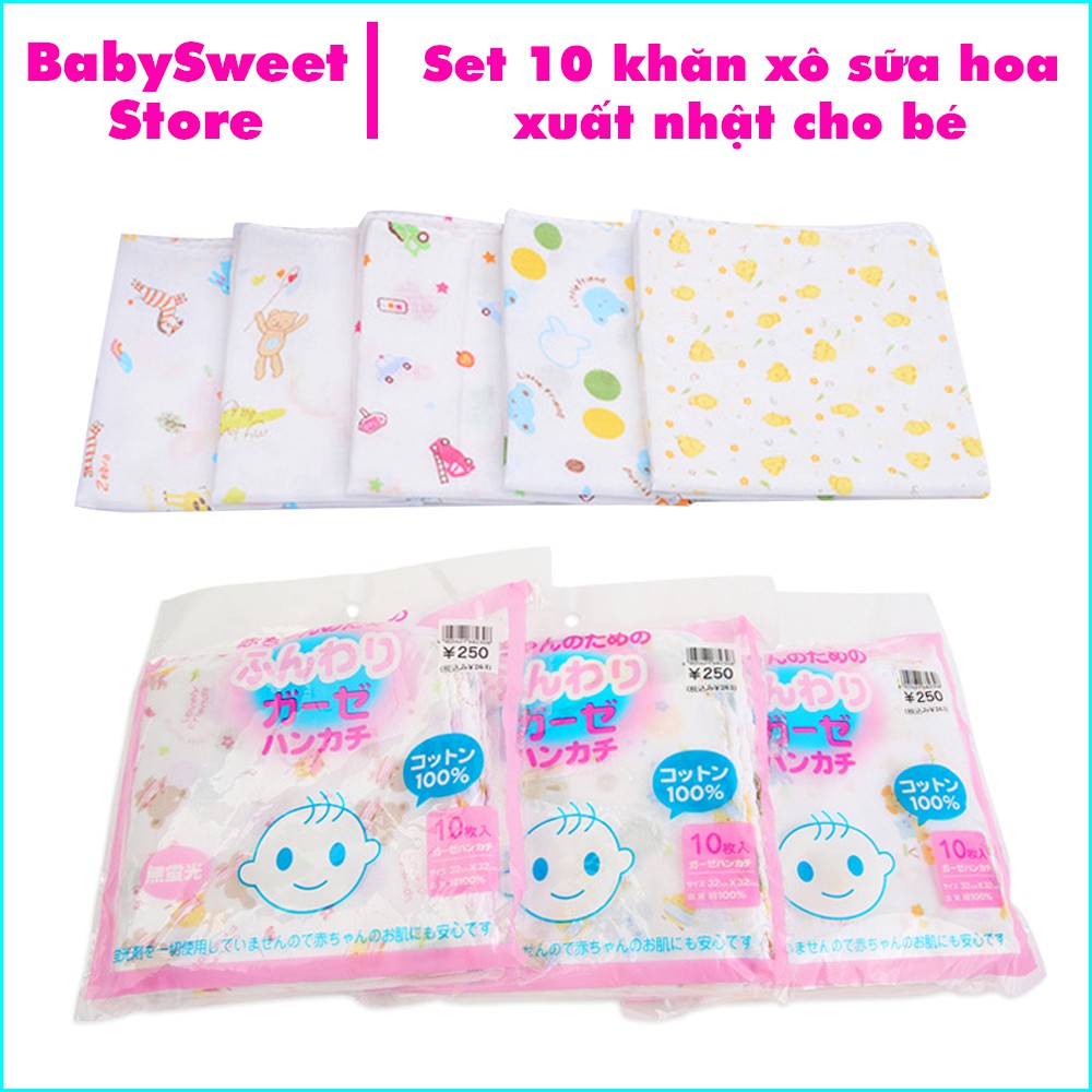Combo 30 khăn xô in hình nhật cho bé