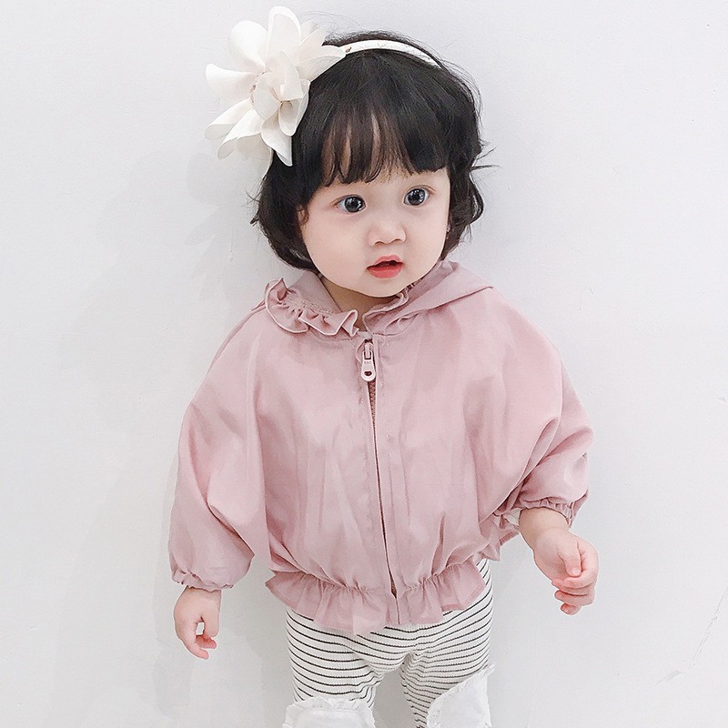 Baby Clothing Girls Blouse Hooded Clothing Baby Coat Zipper Tops Sun Protection