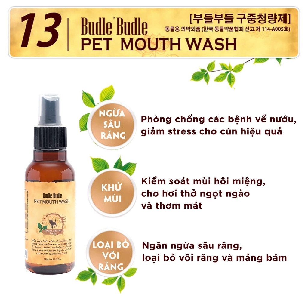 XỊT VỆ SINH RĂNG MIỆNG BUDLE BUDLE CHO CHÓ - HAYUMI