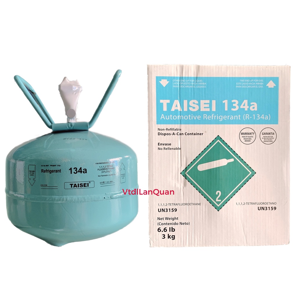 Gas lạnh - Môi chất lạnh ga R134 TAISEI 3 KG, dùng cho tủ lạnh, xe ô tô,...
