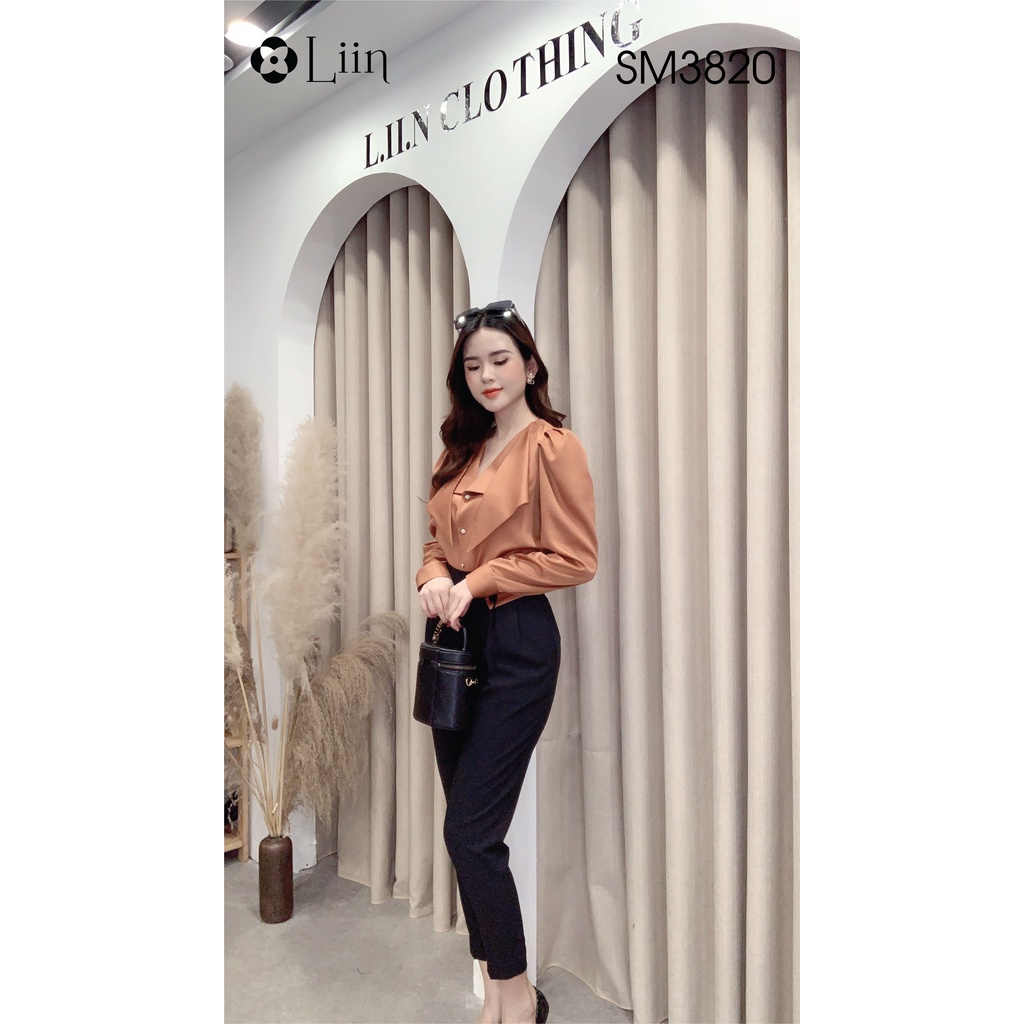 Áo Sơ Mi dài tay màu Cam Đất viền bèo kiểu dáng trẻ trung, cá tính Liin Clothing SM3820