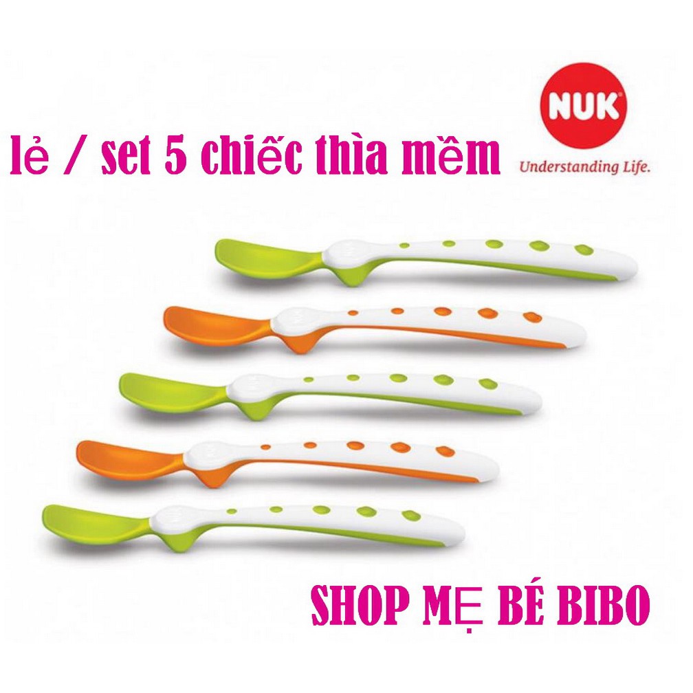 LẺ/SET 5 THÌA MỀM ĂN DẶM NUK ( ĐỨC)