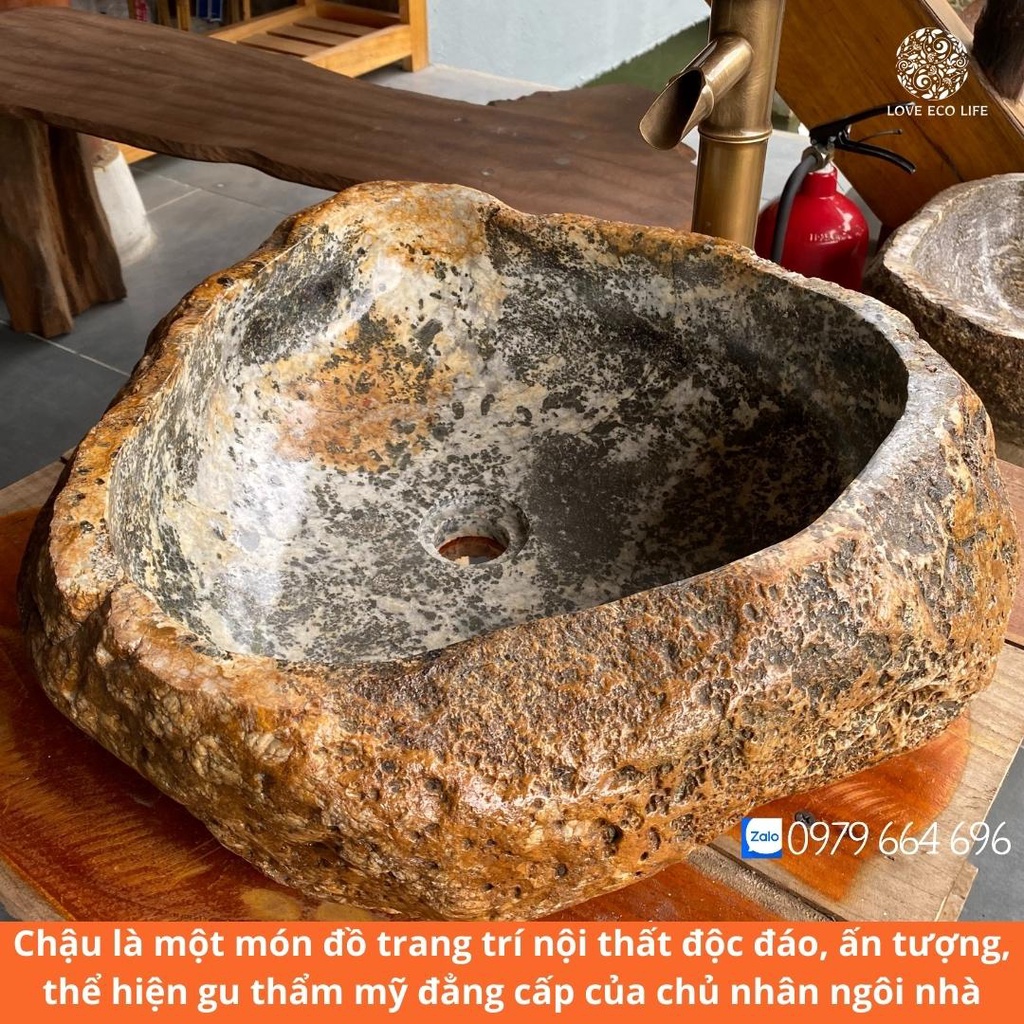 Lavabo chậu đá cuội tự nhiên