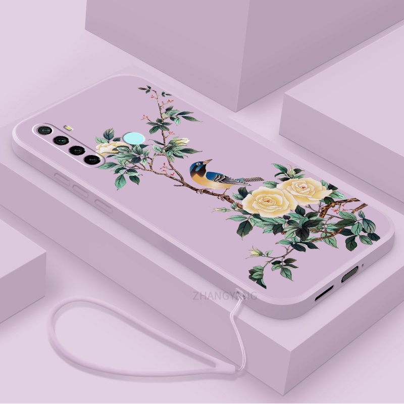 Ốp Điện Thoại TPU Mềm Họa Tiết Hoa Và Chim Có Dây Đeo Cho Realme 5 5i 6i 5 pro 6 6 pro c3