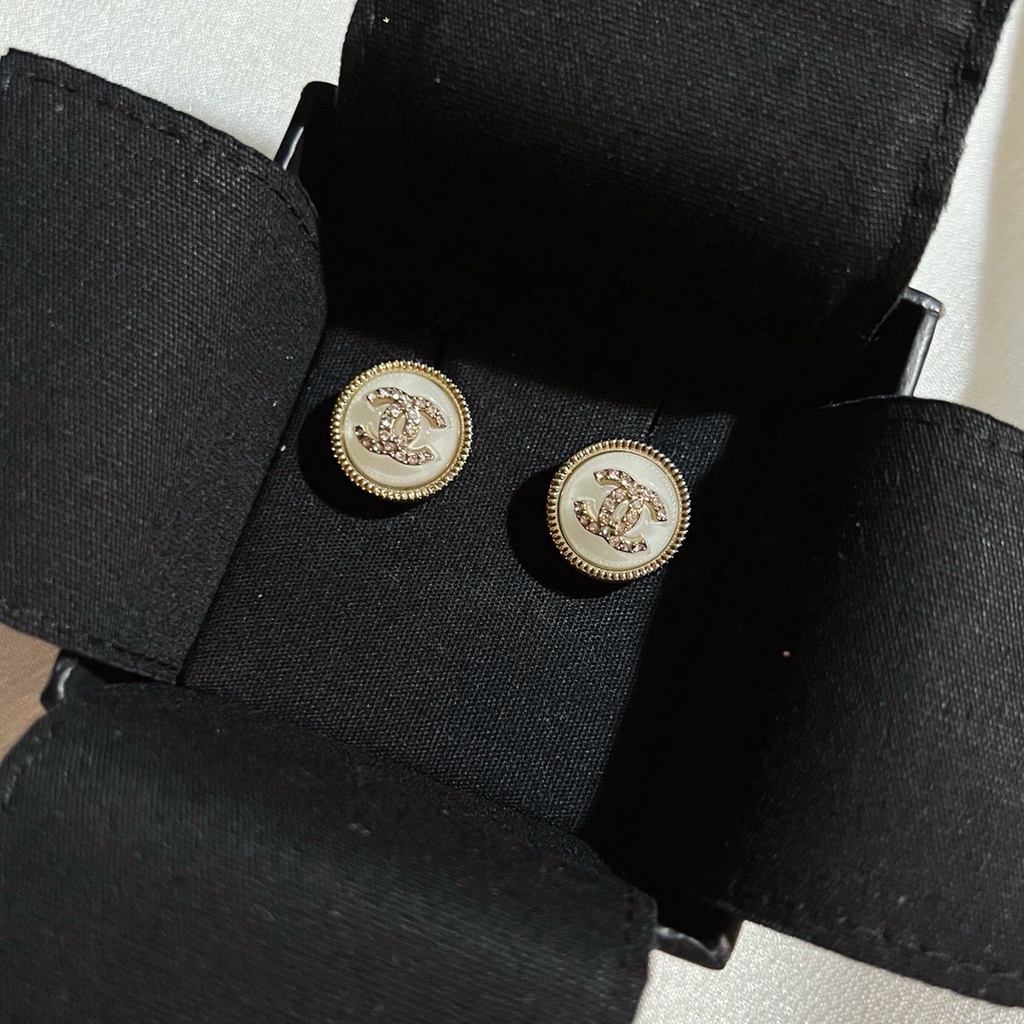 Bông Tai Mạ Bạc 925 Dáng Tròn Phối Hai Màu Đen Trắng Thời Trang 2022