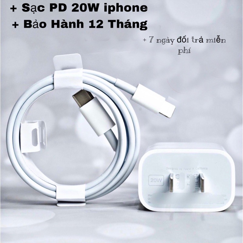 Sạc Nhanh Iphone ⚡️ FREE SHIP ⚡️ Bộ Sạc Nhanh Iphone 20w-Hỗ Trợ Sạc Nhanh iphone 12,12mini,12pro,12promax Bảo Hành 1 năm