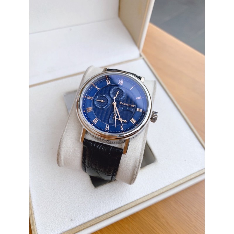 Đồng hồ nam  Thomas Earnshaw Men's ES Beaufort Blue Dial Leather Watch dây da đen chính hãng