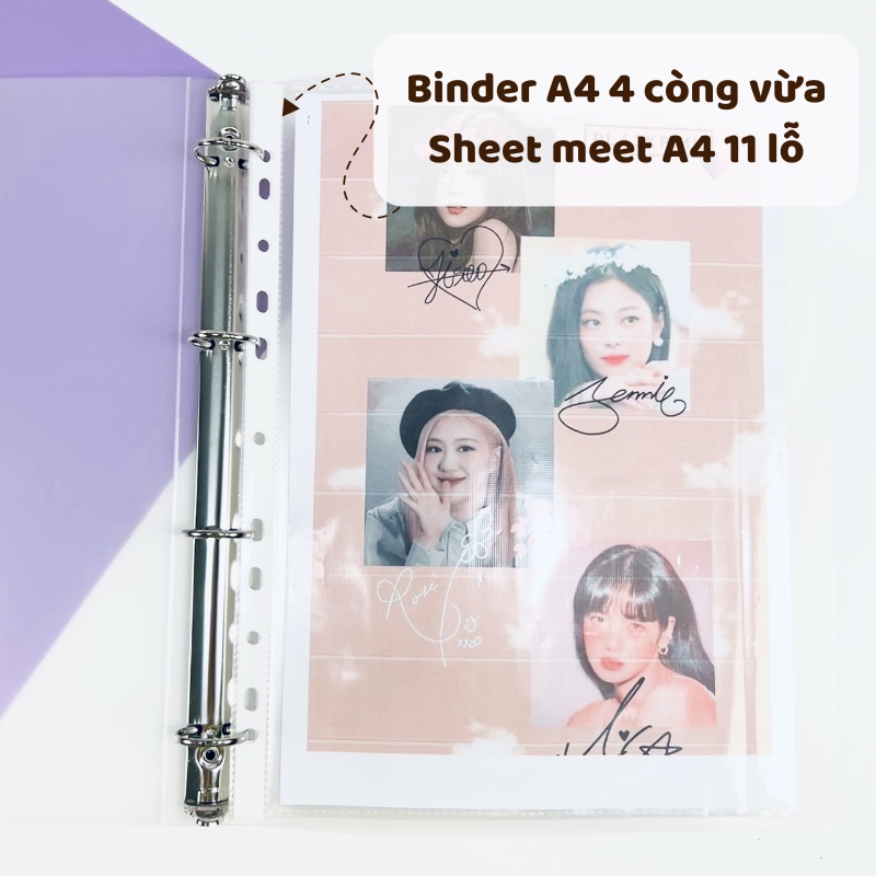 Binder Sổ còng A4 4 còng bìa sổ còng nhựa collect book đựng ảnh Buka