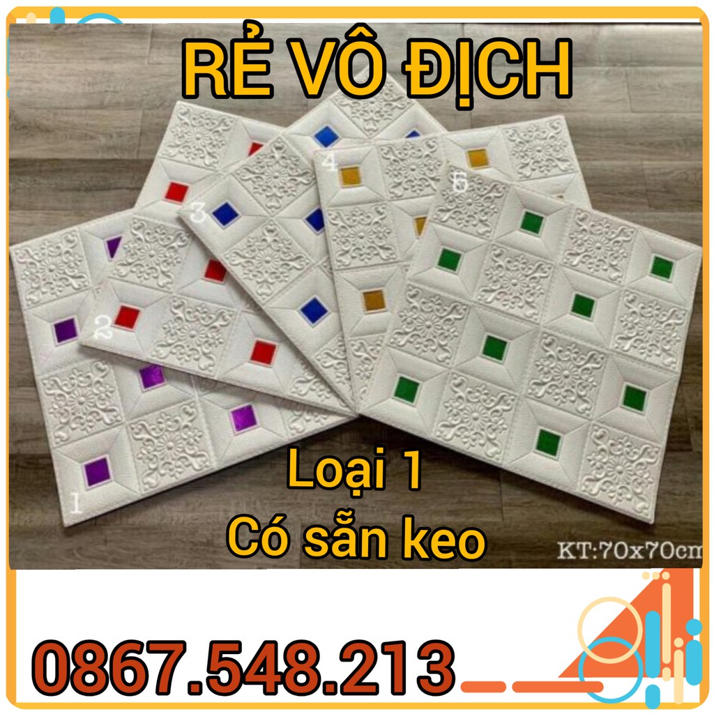 Xốp Dán Tường Hoa Văn Tem Nhũ Kim Tuyến Lấp Lánh 🎁[RẺ VÔ ĐỊCH]🎁 KHỔ LỚN 70 x 70 CM - Chất Lượng SỐ 1