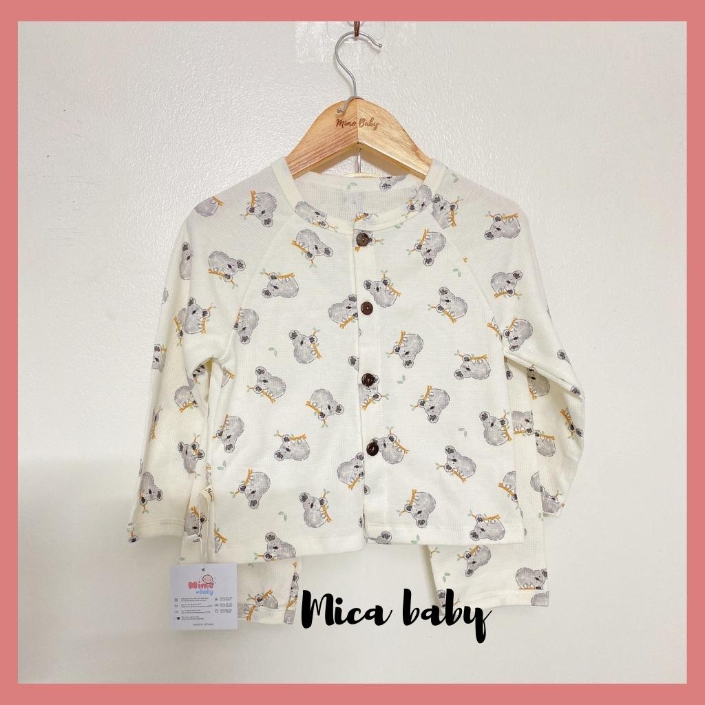 Bộ quần áo thu đông kiểu dáng cài cúc cho bé trai bé gái chất liệu cotton tổ ong dễ thương QA35 Mica Baby