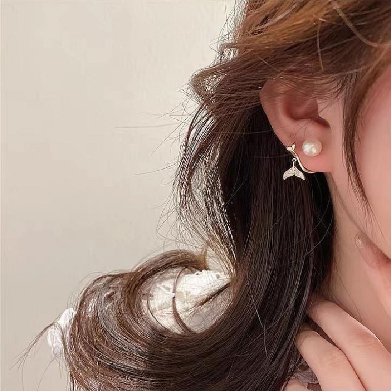 Đôi Bông Tai Dáng Rơi Họa Tiết Đuôi Cá Thời Trang Cho Nữ