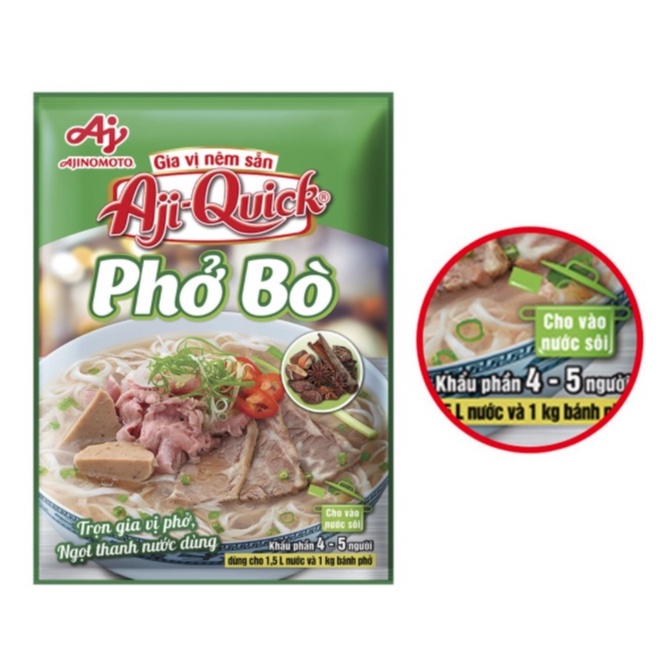 GIA VỊ NÊM SẴN PHỞ BÒ AJI-QUICK AJNOMOTO GÓI 57G