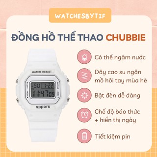 Đồng hồ thể thao điện tử CHUBBIE unisex màu trắng - chống nước, bơi lội tốt✨