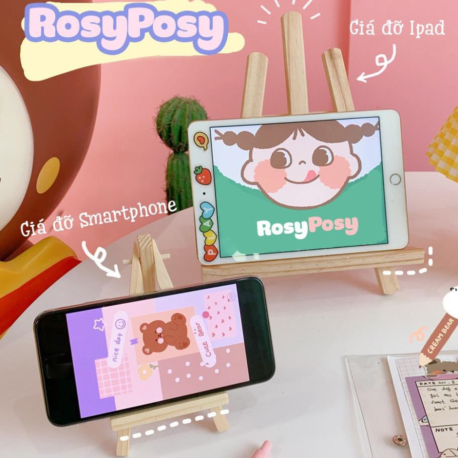 Giá Đỡ Điện Thoại 3 Chân Bằng Gỗ Để Bàn Đa Năng Siêu Cute - RosyPosy