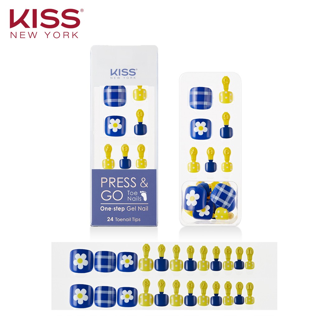 Bộ 24 Móng Chân Gel Tự Dán Press & Go Kiss New York Nail Box - Cutie Bbo-jjak (KPT05K)