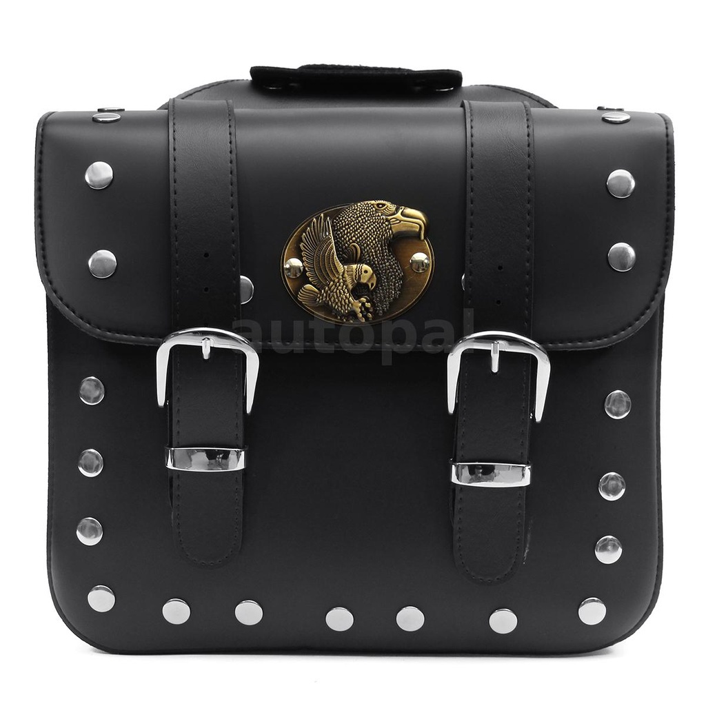 Cặp túi hành lý gắn hai bên yên xe máy bằng da PU màu đen