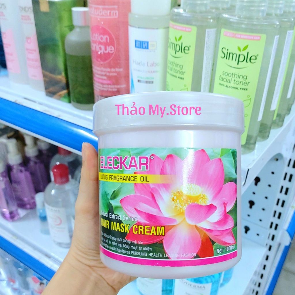 Hấp Dầu Kem Ủ Tóc Hoa Sen, Bơ, Oliu, Hoa Anh Đào, Nha Đam ELECKAR 1000ml - Ngăn Ngừa Và Phục Hồi Tóc Cho Tóc Mềm Mượt