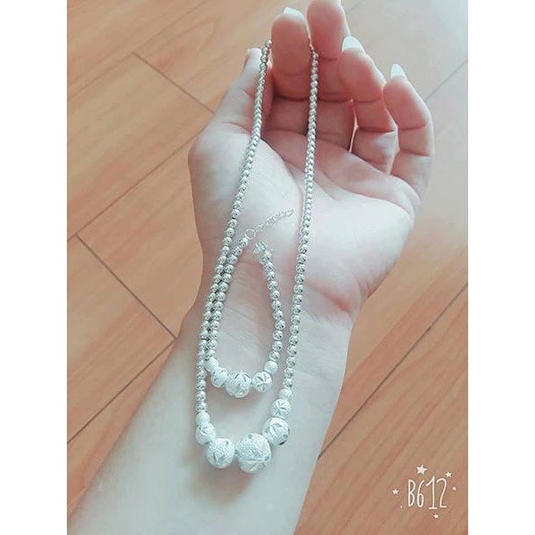 Bộ vòng cổ vòng tay bi bạc