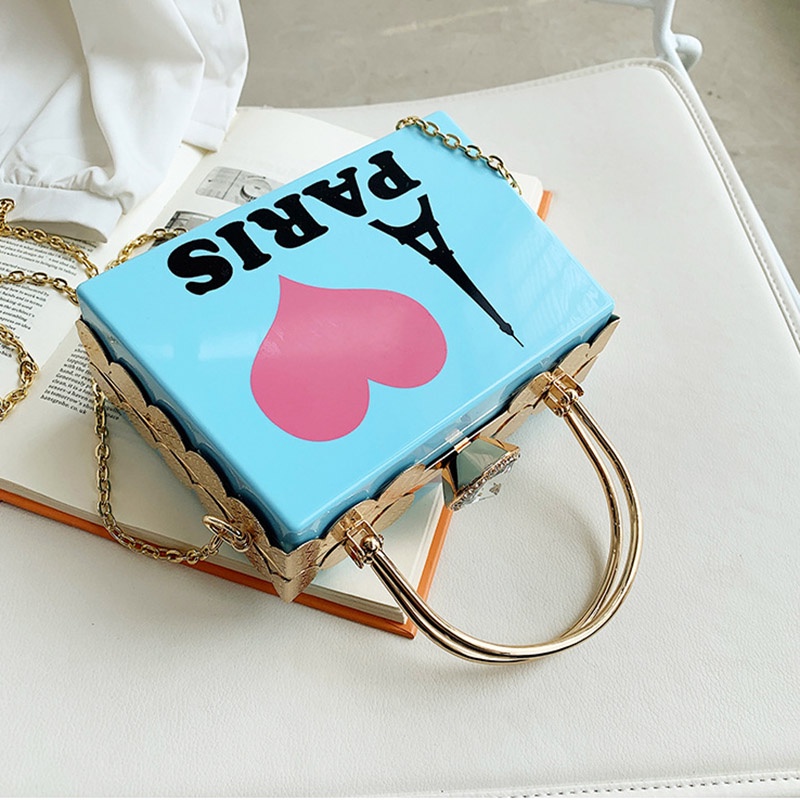 IELGY Túi Đeo Vai Bằng acrylic In Họa Tiết Trái Tim Thời Trang Cho Nữ