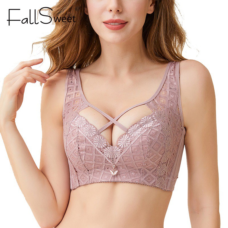 Áo lót nữ nâng ngực FallSweet phối ren quyến rũ size lớn 40-48