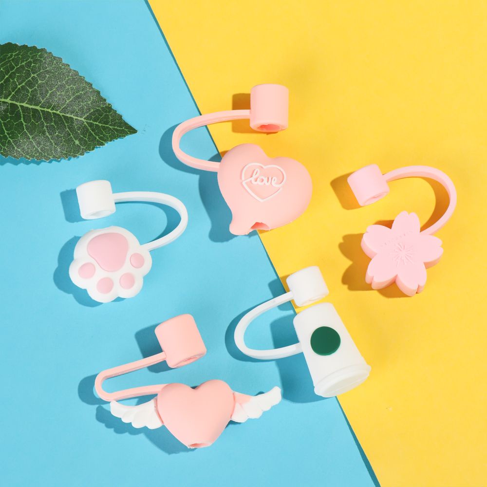 Nắp đậy ống hút chống bụi bằng silicon hình hoa hoạt hình dễ thương có thể tái sử dụng