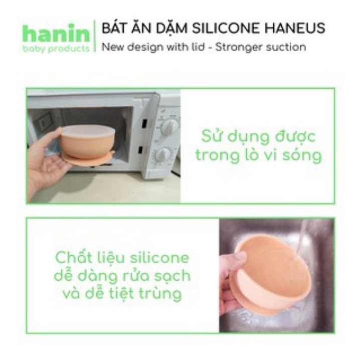 Chén ăn dặm bát ăn dặm cho bé silicon Hanin chống trượt