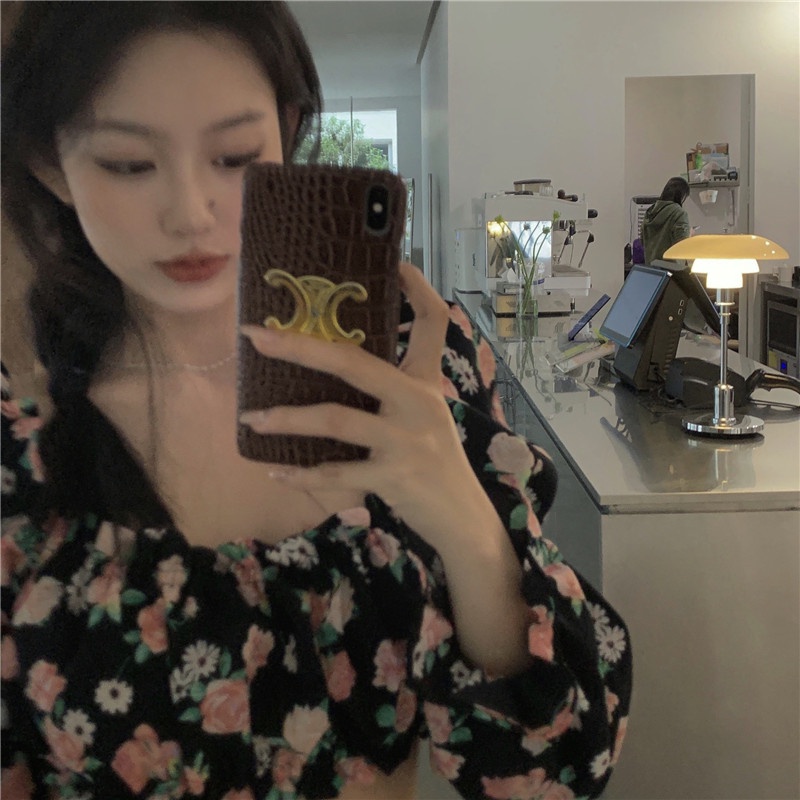 Áo Sơ Mi Chiffon Tay Phồng Ngắn In Họa Tiết Hoa Thời Trang Xuân Hè Hàng Mới Dành Cho Bạn Nữ