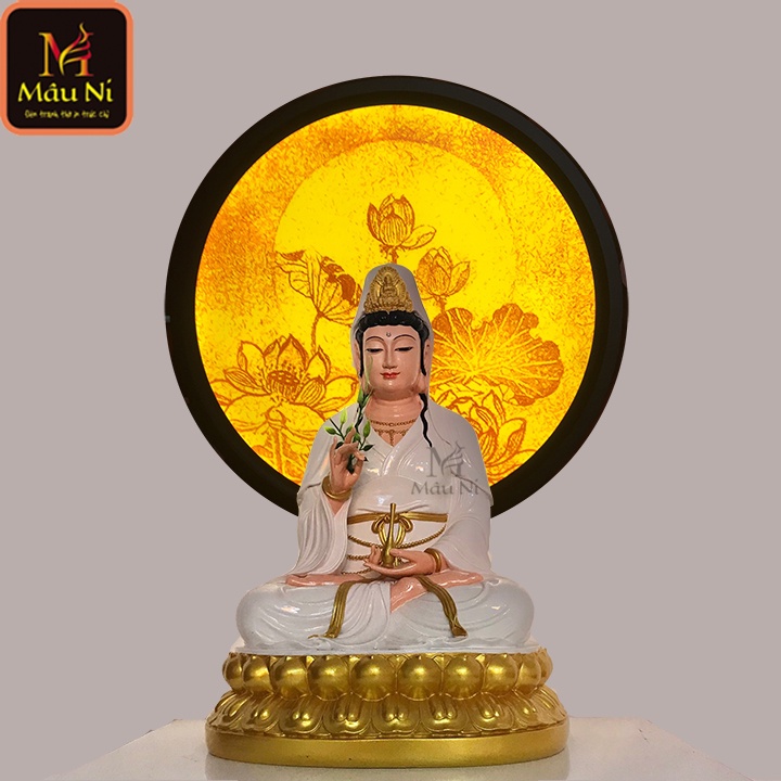 Đẹp - HÀO QUANG PHẬT đường kính 30cm, khung sắt, in tranh trúc chỉ -treo sau tượng thờ phật, trang trí rất đẹp