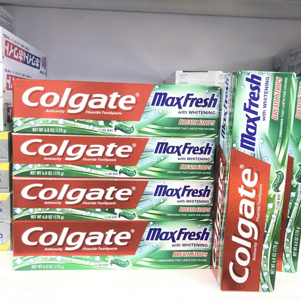 [Hàng Mỹ] Kem đánh răng thơm miệng COLGATE Maxfresh With Whitening Clean Mint 170g