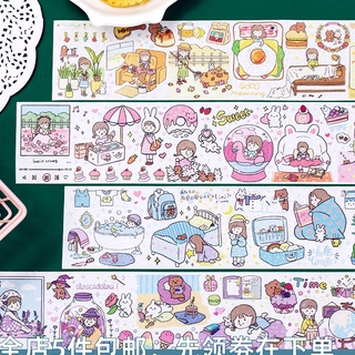 Zanmo masking tape nhãn dán washi sticker dáng dài 35cm cô gái vintage