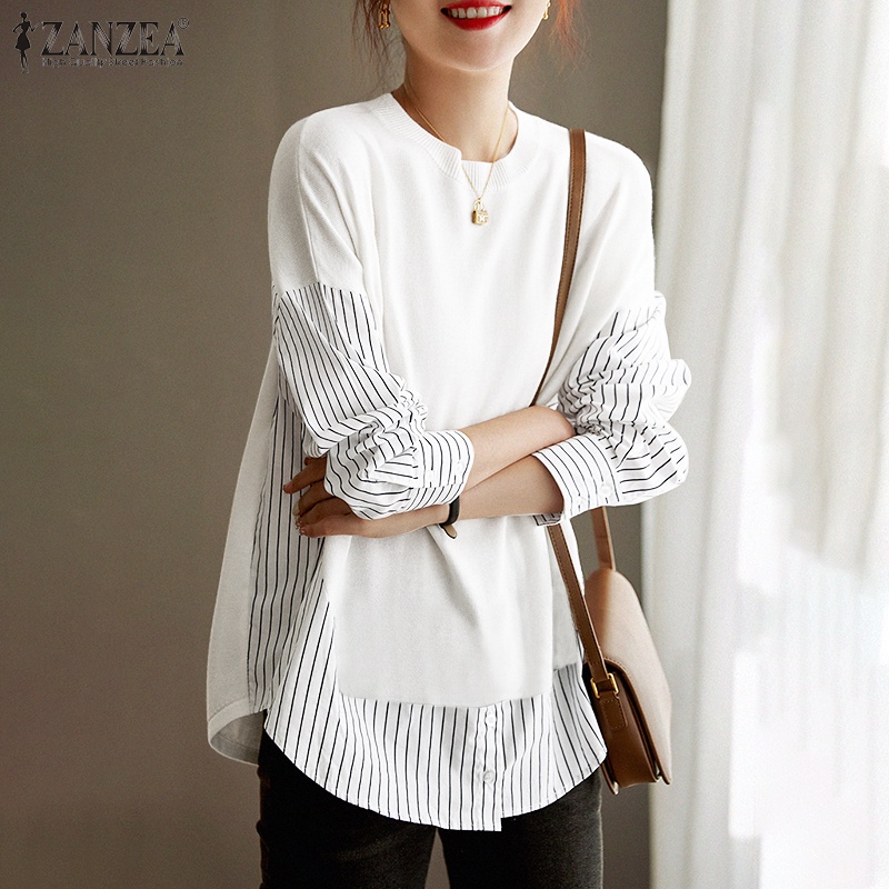 Áo nữ Zanzea tay dài kẻ sọc thời trang trẻ trung