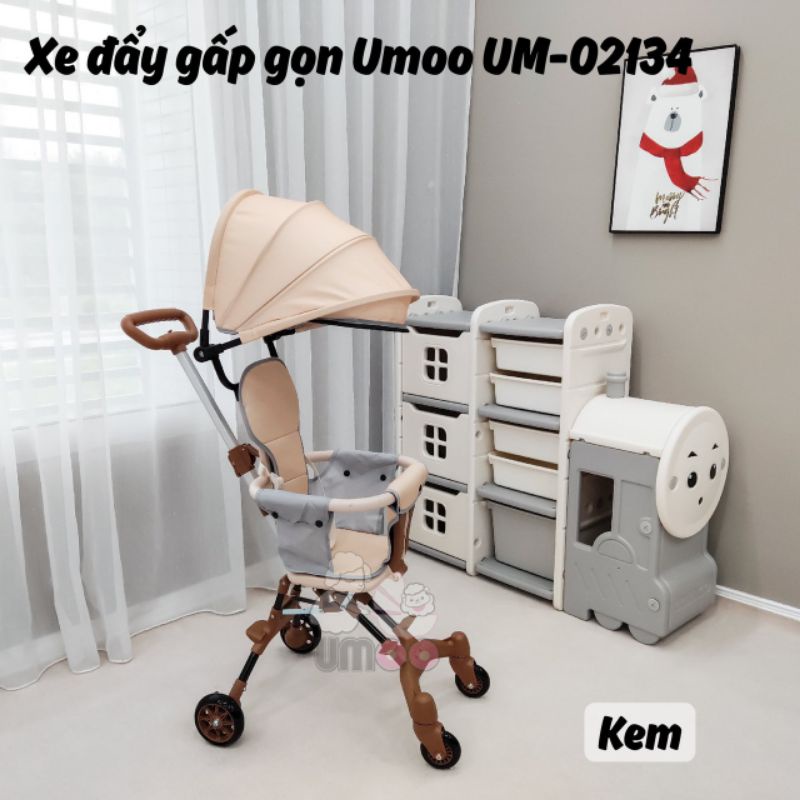 Xe đẩy Umoo 2 chiều gấp gọn, có đệm và mái che có thể tháo rời