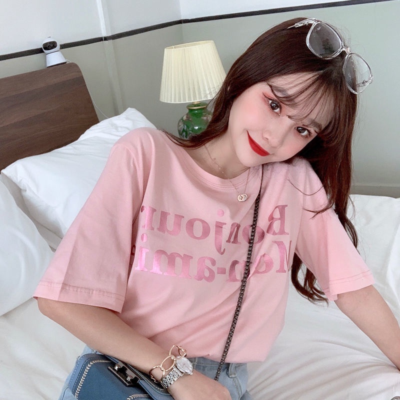 Áo Thun Ngắn Tay In Chữ Thời Trang Mùa Hè Trẻ Trung