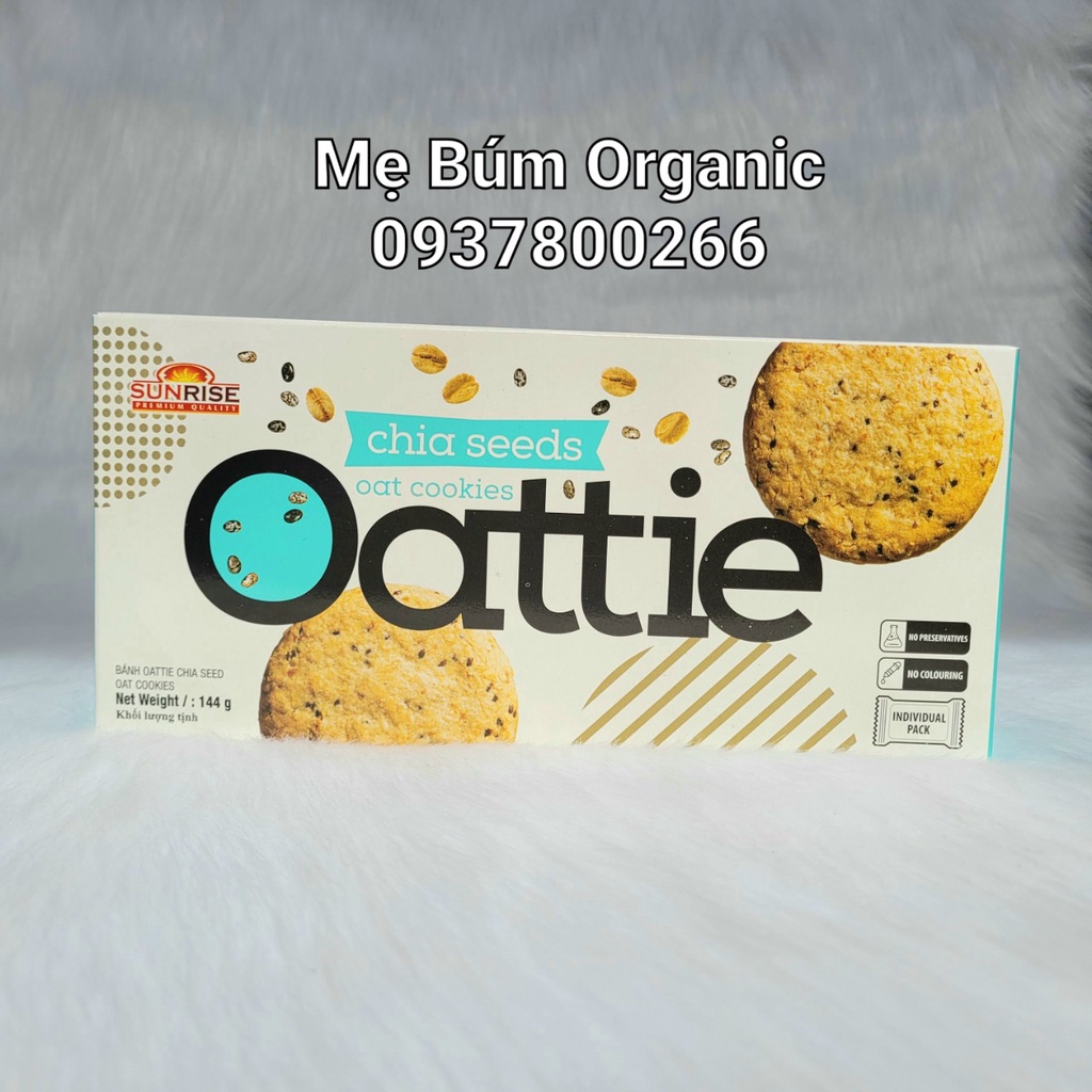 [HCM giao hỏa tốc] Bánh quy yến mạch hạt chia OATTI - Hộp 144g (17 bánh)