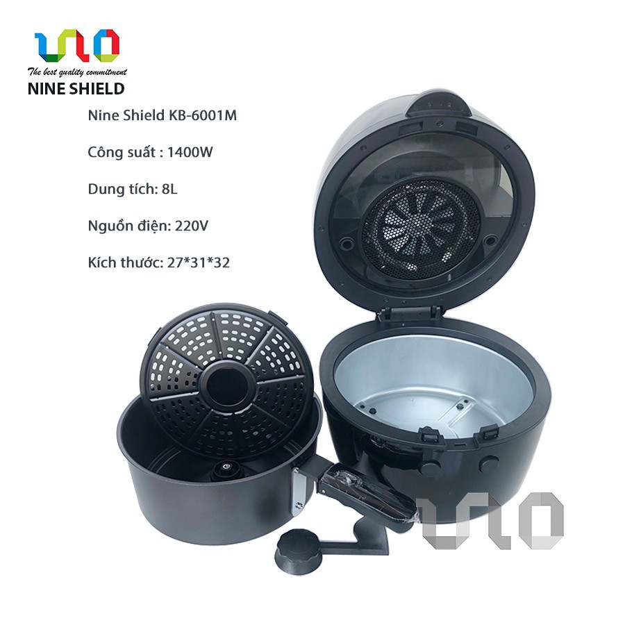 [ Xả Kho ] Nồi Chiên Không Dầu NINE SHIELD 8L-Nồi Nướng 8 Lít-Thế Hệ Mới Nhất 2021-BH 12 Tháng.