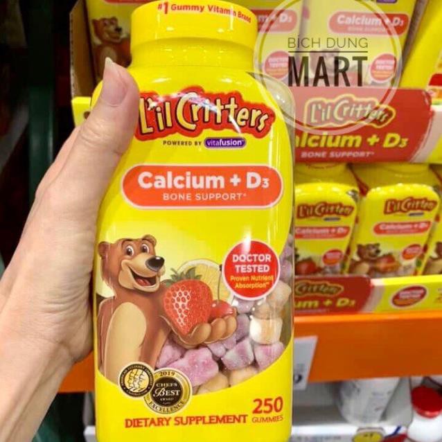 Kẹo Li'l Critters Mỹ Calcium + D3 250 viên ( Date 2021) Hàng nhập USA