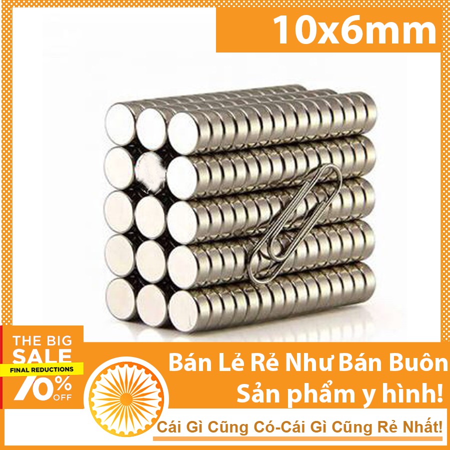 Nam châm đất hiếm 10x6mm Nam Châm Đính Bảng Từ [ 1 viên ]