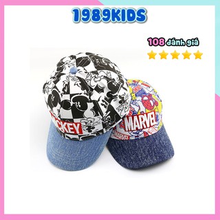 Mũ lưỡi trai cho bé trai từ 2 đến 7 tuổi nón trẻ em mùa hè vòm 50 đến 54cm in hình người nhện MLT01