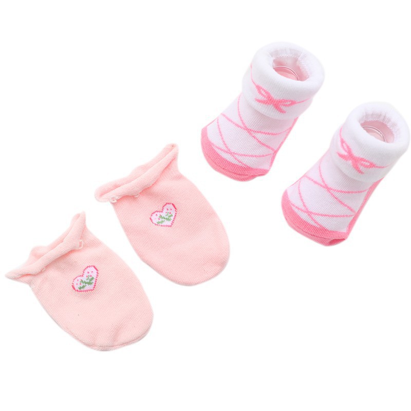 Set găng tay + vớ cotton họa tiết dễ thương cho bé