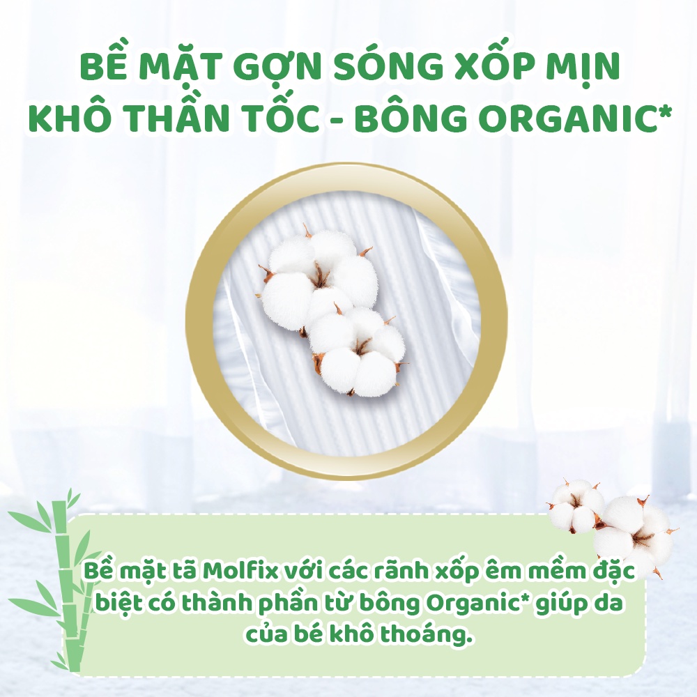 [Mã FMCGMALL -8% đơn 250k] Tã/bỉm quần Molfix Thiên nhiên Super Jumbo XL (12kg 17kg) Gói 48+8 miếng