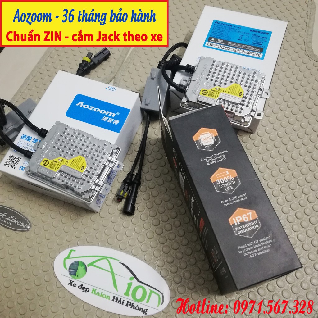 Bộ Xenon Aozoom H11 - bóng đèn tăng sáng  gồm 2 Ballast  và 2 bóng H11 4.300k/5.500k - Công nghệ Đức - Chính hãng