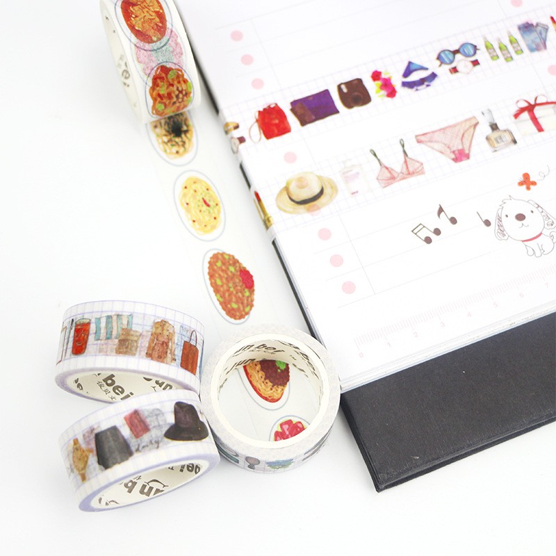 Washi tape food băng keo giấy họa tiết thức ăn nhiều màu sắc trang trí sổ