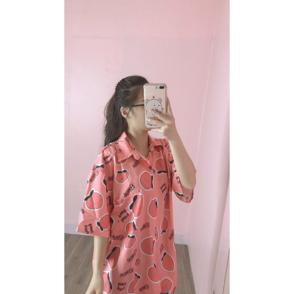 Áo sơ mi cộc tay hoa quả dáng thụng ulzzang thời trang nam nữ/ Áo khoác nhẹ dáng sơ mi cổ bẻ tay lỡ unisex | BigBuy360 - bigbuy360.vn