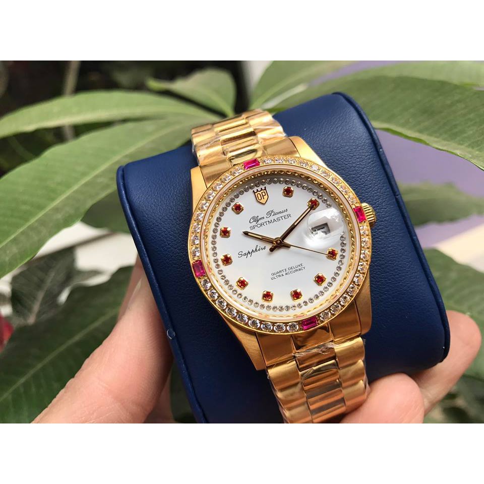 Đồng hồ nam Olym Pianus OP89322 DK trắng hạt đỏ
